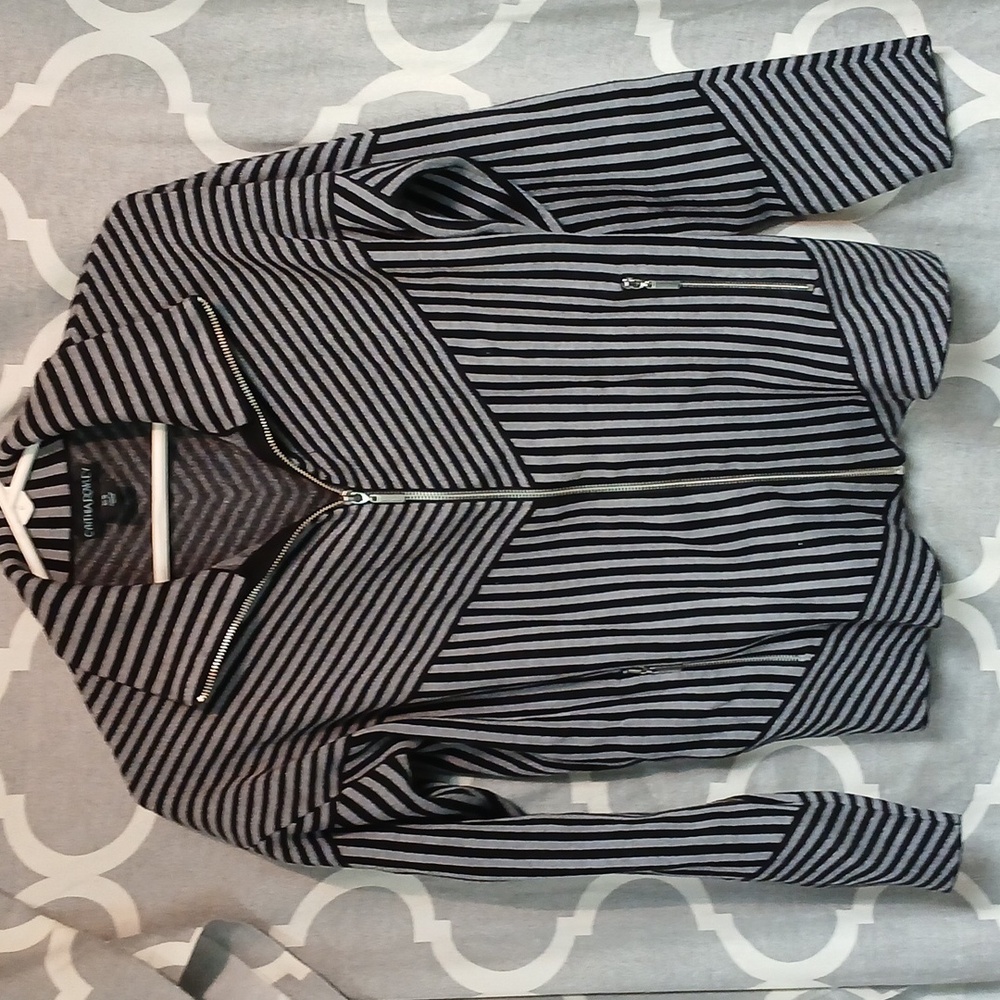 Womans Cynthia Rowley zip up collared sweater with zipper pockets size med